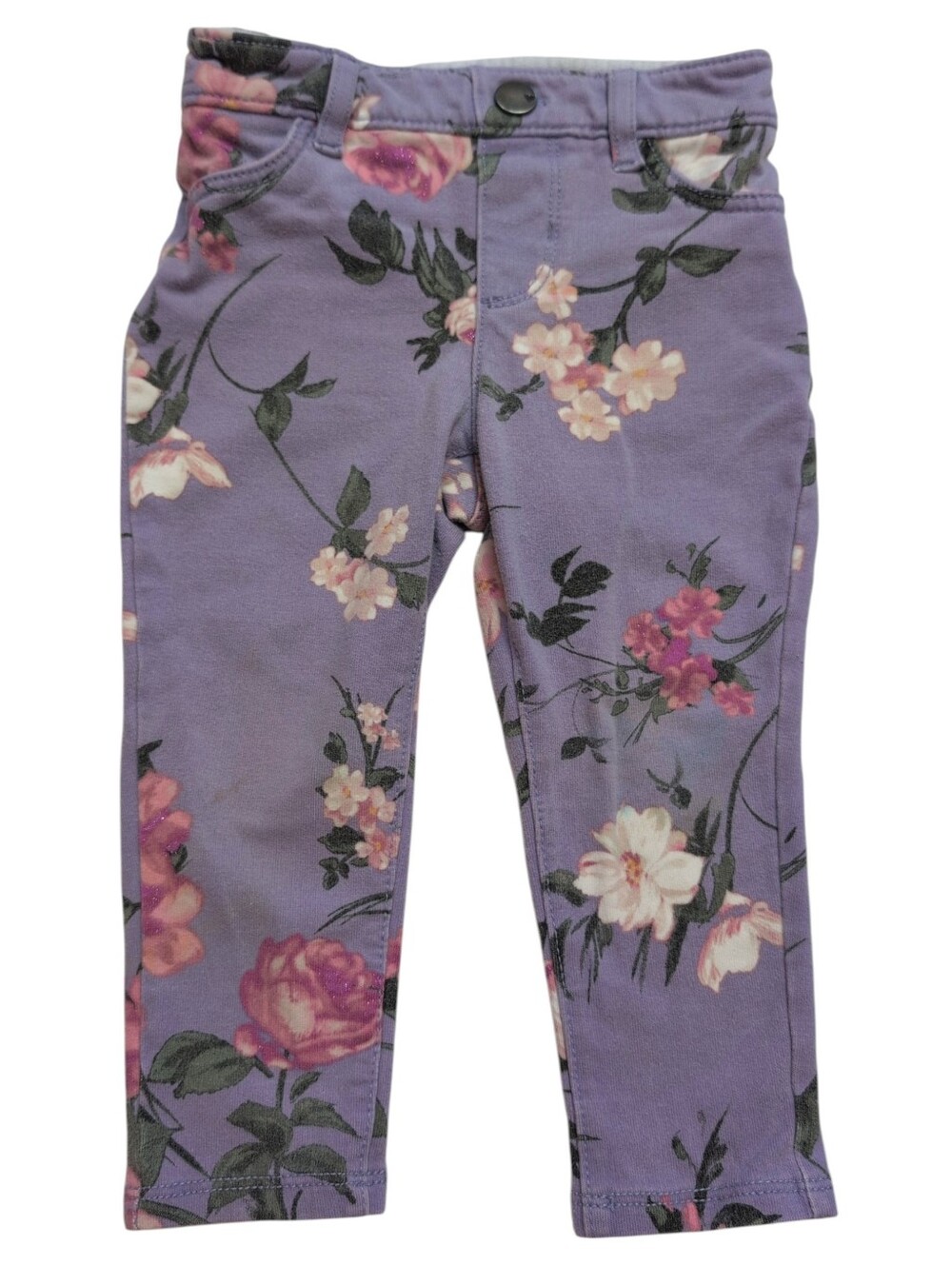 🍁2/$7🍁THE CHILDREN'S PLACE Purple Floral Pull On Jeggings